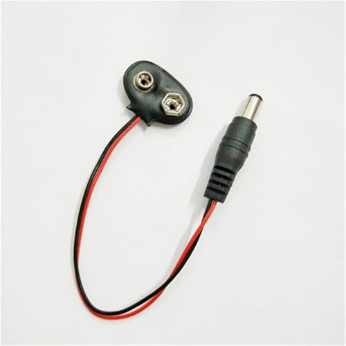 Clip de batería 9V tipo T con conector cilíndrico para alimentación segura de circuitos