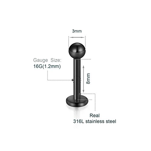 Briana Williams 16G Lip Rings Cartilage Tragus Helix Earrings Piercing Labret Stud Surgical Steel Lip Ear Piercing Jewelry 6mm 8mm 10mm Bar2