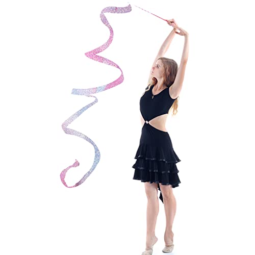 image for LUTER Sparkling Dance Ribbon, 2pcs 78.7 Inch Ribbons for Gymnastics Da