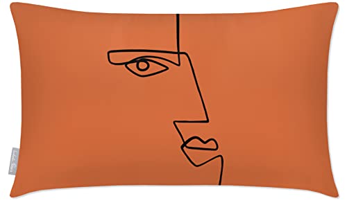 Image of Izabela Peters Outdoor Cushions Waterproof, 60 x 40 cm, Filled Outdoor Cushion, Angular Face - Burnt Ochre, Garden Furniture Cushions, Outdoor Seat Cushions, Garden Chair Cushions