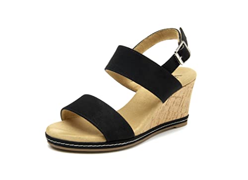 VJH confort Women's Wedge Sandals Buckle Straps Cork Platform Comfort Slingback Dress Open Toe Sandals