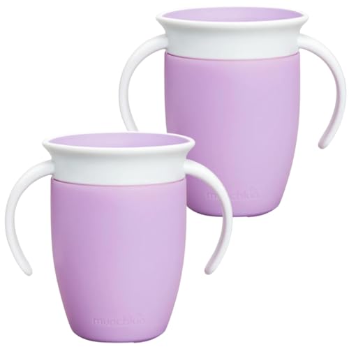 Image of Munchkin Miracle 360 Cups for Toddlers sippy cups, toddler cups spill proof with Dentist Recommended Spoutless Design, BPA-Free Kids Cups, Easy to Clean, 7oz, 6 Months (Lilac, 2 Count)