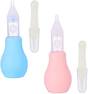 Firtink 2 Packs Baby Nasal Aspirator with Nasal Tweezers, Nasal Aspirator Newborn, Baby Nose Sucker Baby Nose Cleaner Baby Nasal Cleaner Mucus Removal for Newborns and Toddlers(Pink+Blue)