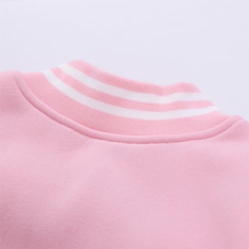 Girls Varsity Jacket Kids Letter Print Letterman Baseball Outerwear Bomber Coat School Uniform Sweatshirt 2-14 Years4