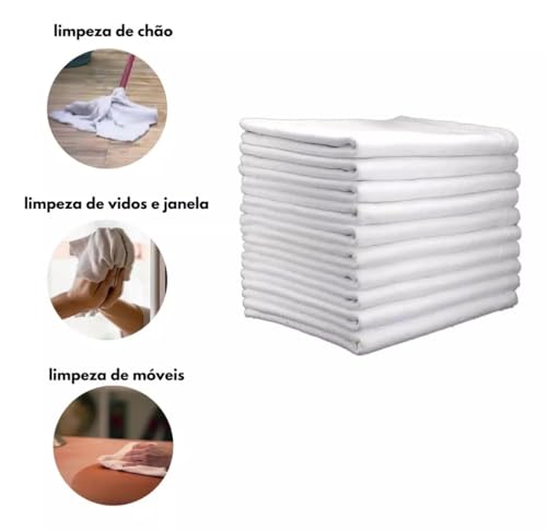 Pano de Chão, Kit 10 Panos de Chão, Saco Alvejado, 100% Algodão, Reutilizável e Ecológico, Tamanho G