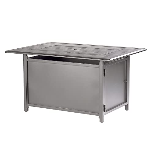 Image of Oakland Living Rectangular 46 in. x 31 in. Aluminum Propane Fire Pit Table, Glass Beads, Two Covers, Lid, 57,000 BTUs in Grey Finish