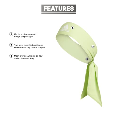 Image of adidas Alphaskin Tie Headband, Pulse Lime Green /White, One Size