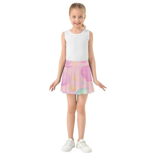 Rainbow Athletic Shorts for Girls Skorts Toddlers Tennis Skirts School Skirt Pastel Planets Stars Pink 4t3