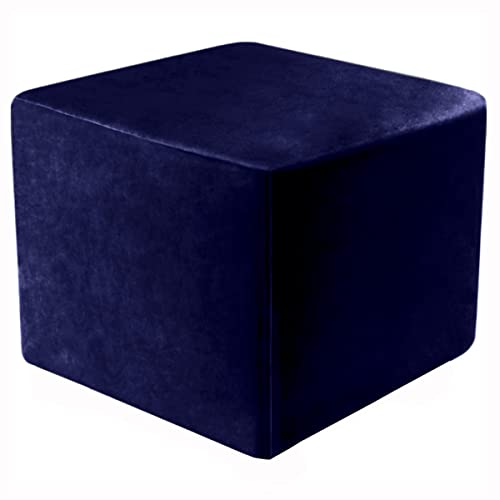 XGANGM Velvet Ottoman Cover Square Small/Medium/Large Stretch Ottoman Cover Slipcovers Sofa Footstool Cover Protector, for Square Leather/Fabric Ottoman Footstool,Navy Blue,1large