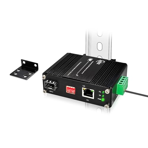 Image of Mini 10G SFP+ Media Converter, Unmanaged 10G /5G /2.5G /1G /100M Copper to 10G Base-X SFP+ Media Converter Fiber Transceiver, DC 12~48V, (-40F to 167F)