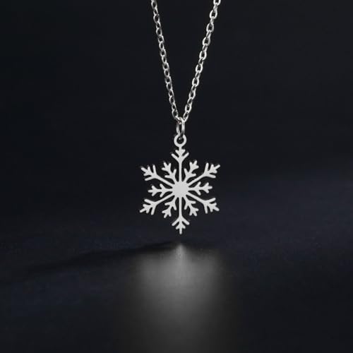 Collar de copo de nieve y cadena de acero ajustable ideal para looks de invierno 2