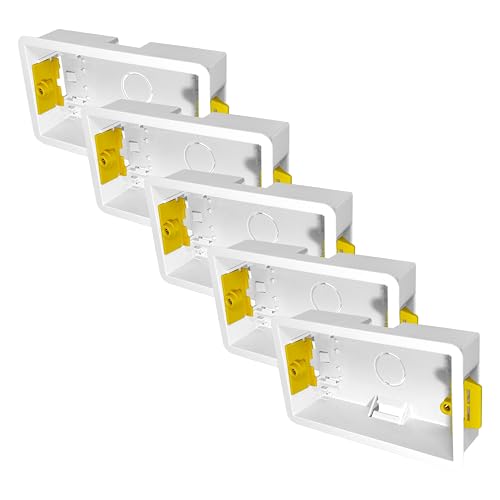 Evoges 2 Gang Dry Lining Back Box 35mm | Fast-Fit Electrical Wall Boxes for Plasterboard (Pack of 5)