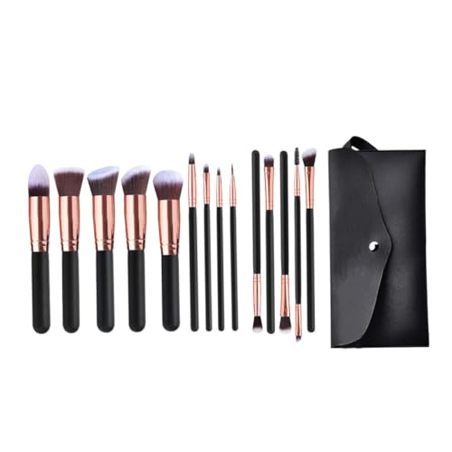 PATKAW 14 Piezas Juego De Brochas De Base Maquillaje De Ojo Tinte De Cejas Pincel De Maquillaje Portátil Cepillo De Lápiz Labial Retráctil Cosmético Con Bolsa Máscara Fibra Artificial