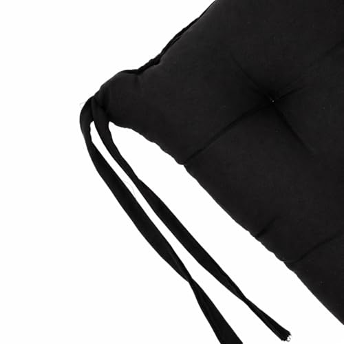 Image of Wakewell Soft Chair Pad with Ties | Square Padded Chair Pad Cushion for Dining Chair, Kitchen & Office | Washable Microfibre Chair Pad for Home Seating (1, Black)