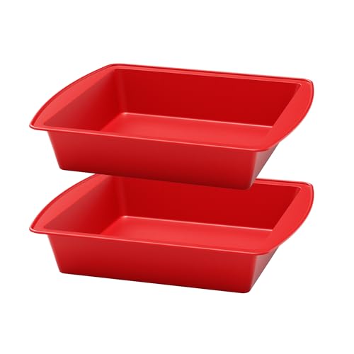 Image of saphe 8 inch Silicone Square Cake Pan Nonstick Silicone Cake Molds, Brownie baking molds for Brownie, Cake, Bread, Pie and Lasagna 2 packs
