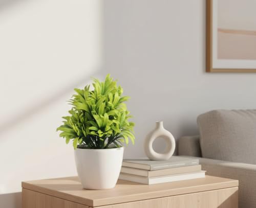 Image of Foliyaj Artificial Plant with Long Green Leaves|Bonsai Tree|Artificial Flower|with Pot|Home Decor for Living Room Home Office Shop|House|Gift|Decoration