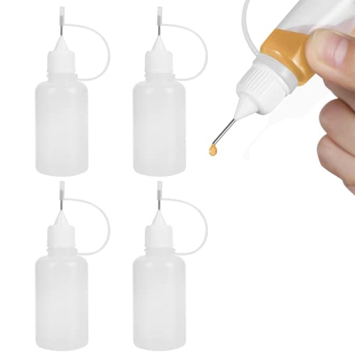 Dosierflasche,Nadelflasche,Quetschflasche Klein,Spritzflasche,Plastikflasche,Leimflasche Leer,Kleine Plastikflaschen Zum BefüLlen,Mit Nadelspitze,5ml Leerfläschchen,Applikator Flasche,4Pcs Cover