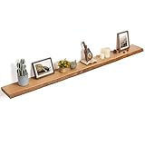 Floating Shelves for Wall Decor, Rustic Solid Elm Wood Live Edge Floating Shelves Wall Mounted, Wall Shelves with Invisible Bracket for Living Room Bathroom Bedroom Kitchen, 72 Inch, Natural
