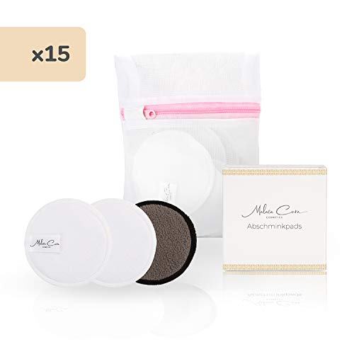 Preisvergleich Produktbild Malaca Cura 15x waschbare Abschminkpads wiederverwendbare Wattepads - Zero Waste nachhaltige Make Up Entferner multifunktionale extradicke Abschminktücher für jeden Hauttypen - inkl. E-Book