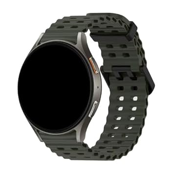 Pulseira Ondas LTimports compativel com Galaxy Watch 7 - Galaxy Watch 6 - Galaxy Watch 5 - Galaxy Watch 4 - Galaxy Watch FE (LT-Verde-militar)
