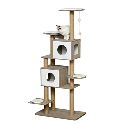 PawHut Árbol Rascador Árbol para Escalar para Gatos Altura 177cm con...