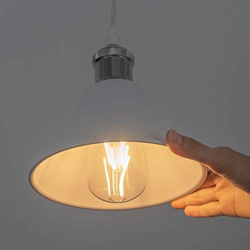 Image of 4-Pack 7.08 inch Industrial Vintage Metal Bulb Guard Iron White Hanging Cone Holder DIY Light Shade Decorative Replacement Lamp Shade for Pendant Light Table Lamp Wall lamp Wall Sconce