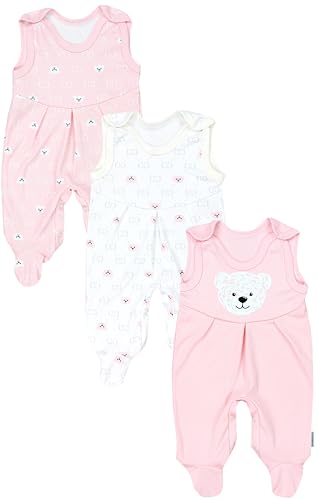 TupTam Baby Mädchen Strampler mit Fuß 3er Pack, Farbe: Bärchen Rosa...