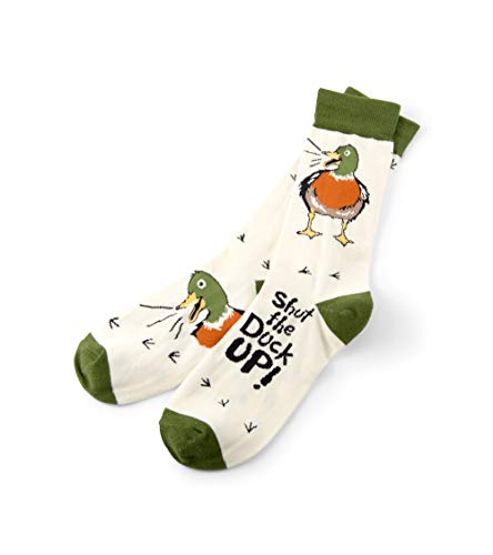 Little Blue House by Hatley Men's Crew Socks, Shut The Duck Up, One Size Fits Most