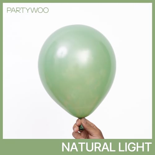 Image of PartyWoo Pearl Light Green Balloons 140pcs Different Sizes of 18 12 10 5 Inch Pastel Neon Green Balloon Arch Kit for Baby Shower Wedding Spring Forest Theme Birthday Party Decorations Green-Z43