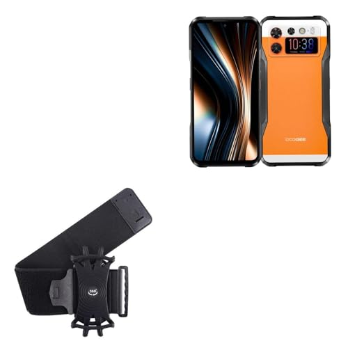 BoxWave Holster Compatible with Doogee V20S - ActiveStretch Sport Armband, Adjustable Armband for Workout and Running - Jet Black