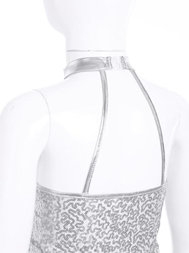Freebily Kids Girls Sparkly Sequin Jazz Hip Hop Dance Top Ballet Modern Dance Dancewear