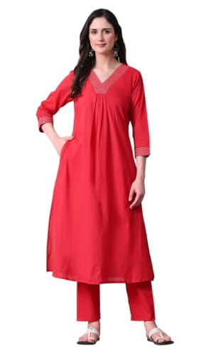 Image of Truvon Fashions Stylish Women's Co-Ord Kurta with Pant Set Cotton Floral Kurti for Women