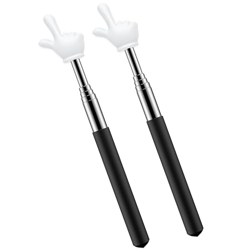 2Pcs Telescopic Teacher Pointer, Extendable Handheld Pointer Finger Pointer Stick, Mini Classroom Pointer for Elementary School Kindergarten Teacher, Classroom Supplies (Black)