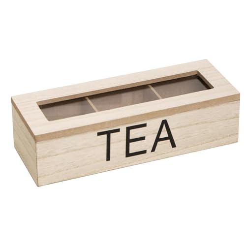 Huehkir Caja de almacenamiento de bolsas de té, caja de té de madera - Soporte de contenedor de madera,Accesorios de almacenamiento de té de diseño vintage para dormitorio, sala de té, sala de estar y
