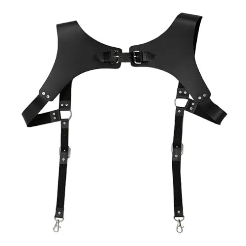 PENGXX Steampunk Renaissance Leather Suspenders for Men H Designs Vintage Men's Back Support Harness Metal Hooks Adjustable