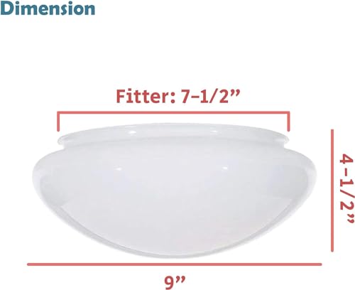Aspen Creative 23607-01, 9" White Opal Mushroom Glass Shade for Ceiling Fixture, 9" Dia x 4-1/2" H/Fitter 7-1/2" by Aspen Creative - Image 2