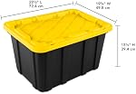 Sterilite 6-Pack Industrial Tote, Plastic Storage Container Bins with Lids, 27 Gallon - Heavy-Duty Organizing Containers for Closet, Bathroom, and Office