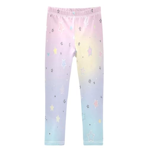 Pastel Colored Stars Rainbow Girls Leggings Kids Yoga Pants Dance Active Tights 4T