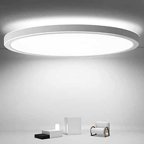 LED Deckenleuchte Flach Rund , 24W 2000LM LED Deckenlampe Panel Ultraslim 2.5cm, Flimmerfreie Bürodeckenleuchte, IP40 LED Leuchte für Bad Schlafzimmer Wohnzimmer Küche Flur Balkon, Neutralweiß 4000K Cover