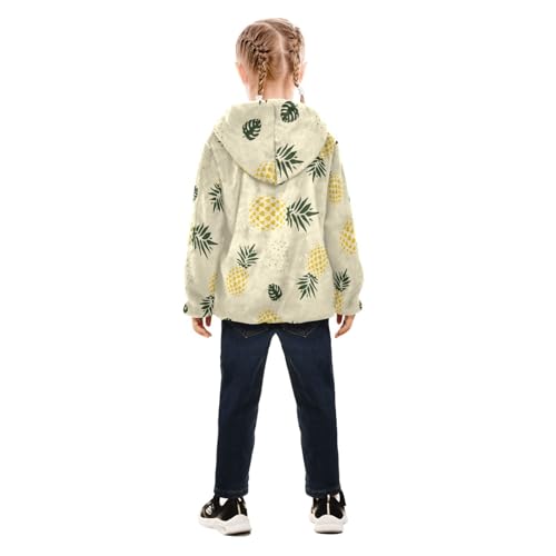 OTVEE Retro Pineapple Fruits Kids Hoodie Jacket Fall Spring Full Zip Warm Outwear Coat4