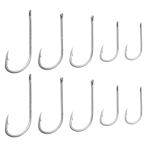 EMSea 50 Uds Soporte de Cebo Anzuelos de Pesca de Mar Anzuelo de Caña de Púas Anzuelo de Pesca Anzuelo de Gusano para Agua Dulce Agua Salada Gallineta Nórdica Róbalo Negro