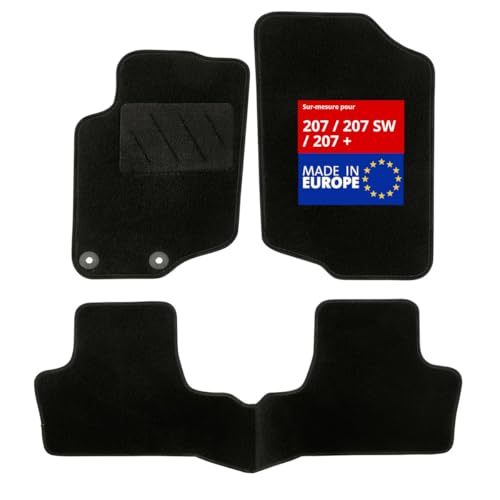 DBS 1763477 Alfombrillas de coche - A medida - Alfombrillas para coche - 3 uds. - Antideslizante - Moqueta en negro 900 g/m² - Aspecto terciopelo - Modelo Star