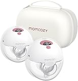 Momcozy M5 Milchpumpe Elektrisch, Tragbar Freihändig Doppelmilchpumpe Für Den Babymund, Doppelt Abgedichteter Flansch Mit 3 Modi und 9 Stufen, 24 mm (2, Rot)