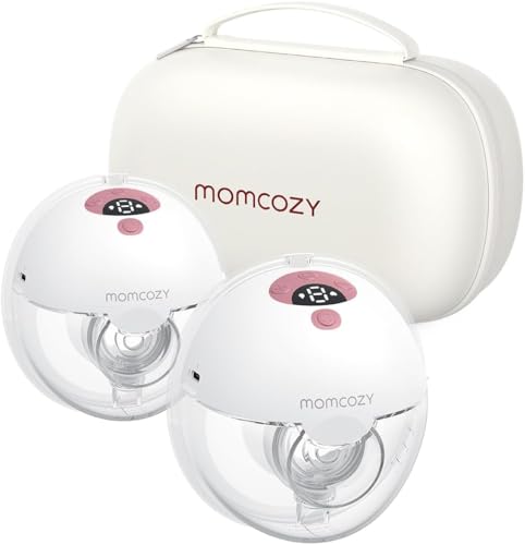 Momcozy M5 Milchpumpe Elektrisch, Tragbar Freihändig Doppelmilchpumpe, Doppelt Abgedichteter Flansch Mit 3 Modi und 9 Stufen, 24 mm (2, Rot)