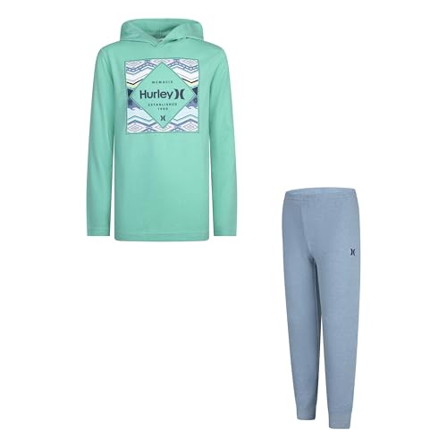 Image of Hurley boys Long Sleeve Soft Basic Cloud Slub T-shirt and Shorts 2-piece Outfit Set