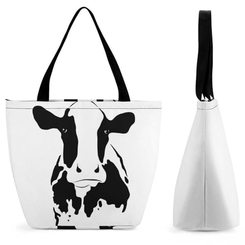 Sac shopping vache noire et blanche grand cabas fourre-tout pour femme