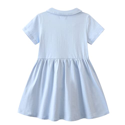 Image of Girls Cotton Long Sleeve Casual Cartoon Appliques Striped Jersey Dresses