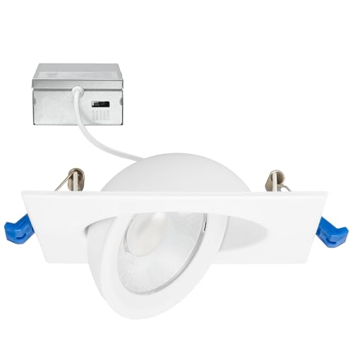 Maxxima 4" Square LED Floating Gimbal Downlight, 1000 Lumens, 5 CCT, White