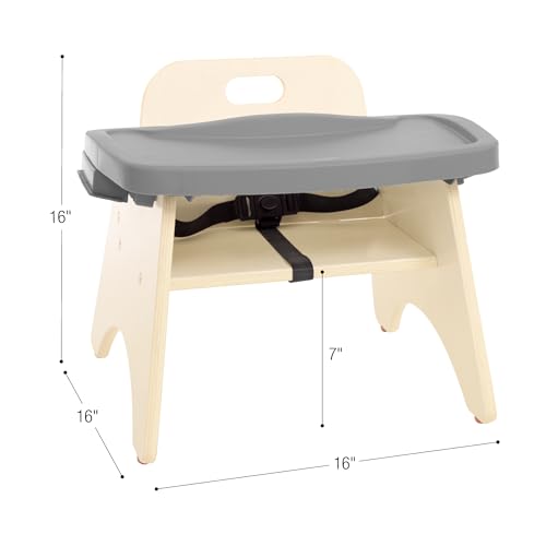 Image of Angeles 7 inch H Feeding Chair with Tray, Removable Dishwasher-Safe Tray, Kids Chairs, Assembly Required, Gray