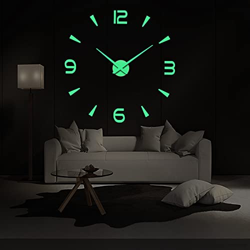 FASHION in THE CITY 3D DIY Wall Clock Creative Design Mirror Surface Wall Decorative Sticker Watches (Luminous)